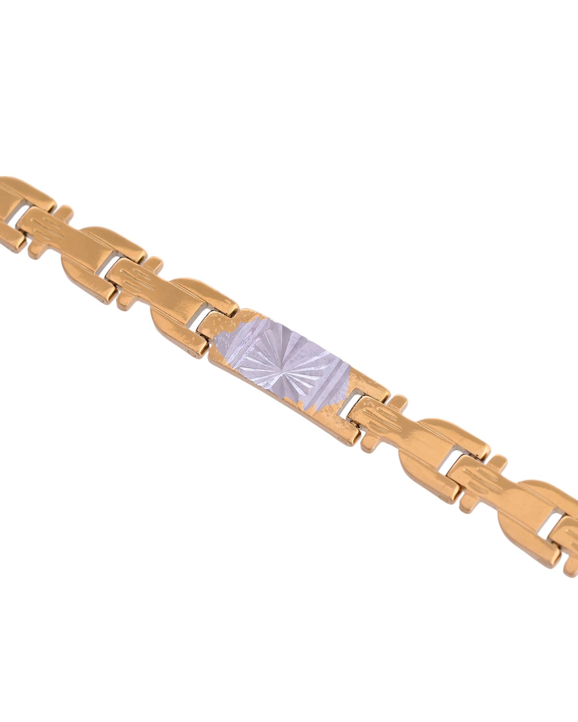 VOJ Men's Elegant Two-Tone Gold & Silver Link Bracelet