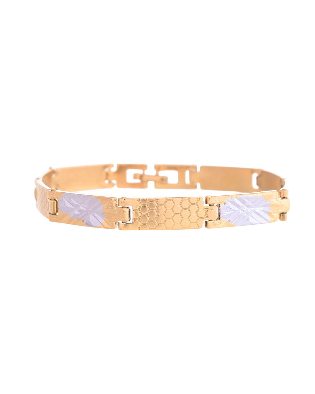 VOJ Dual Toned Alloy Textural Bracelet For Men