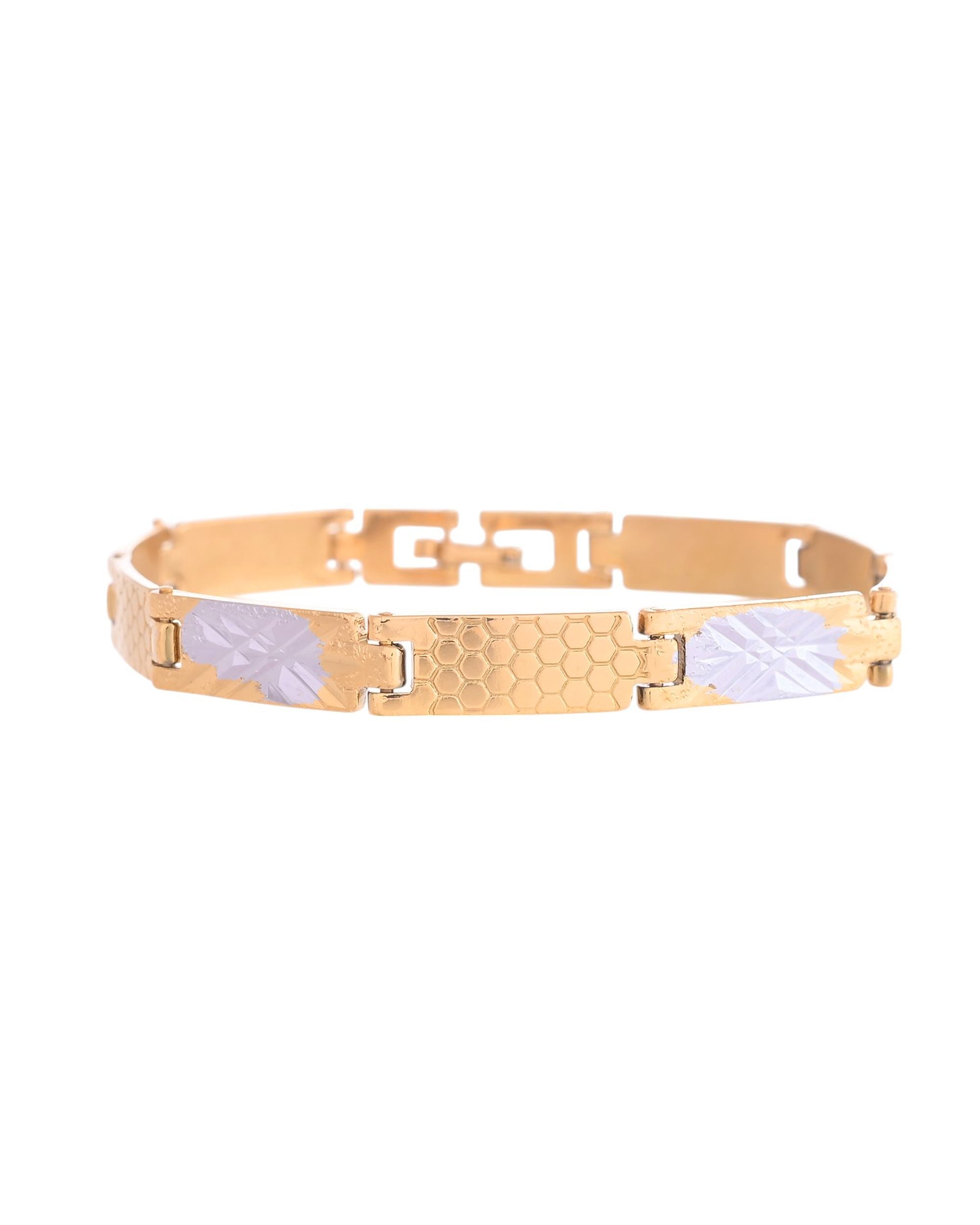 VOJ Dual Toned Alloy Textural Bracelet For Men