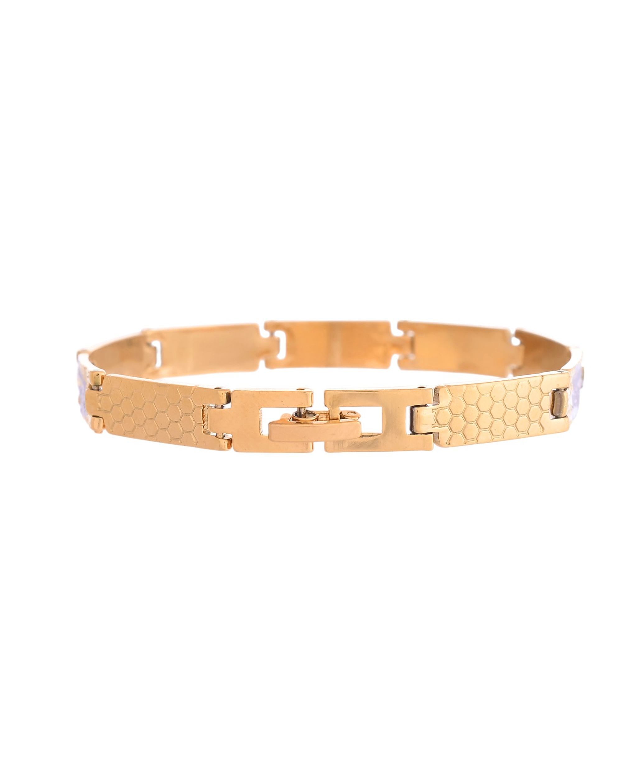 VOJ Dual Toned Alloy Textural Bracelet For Men