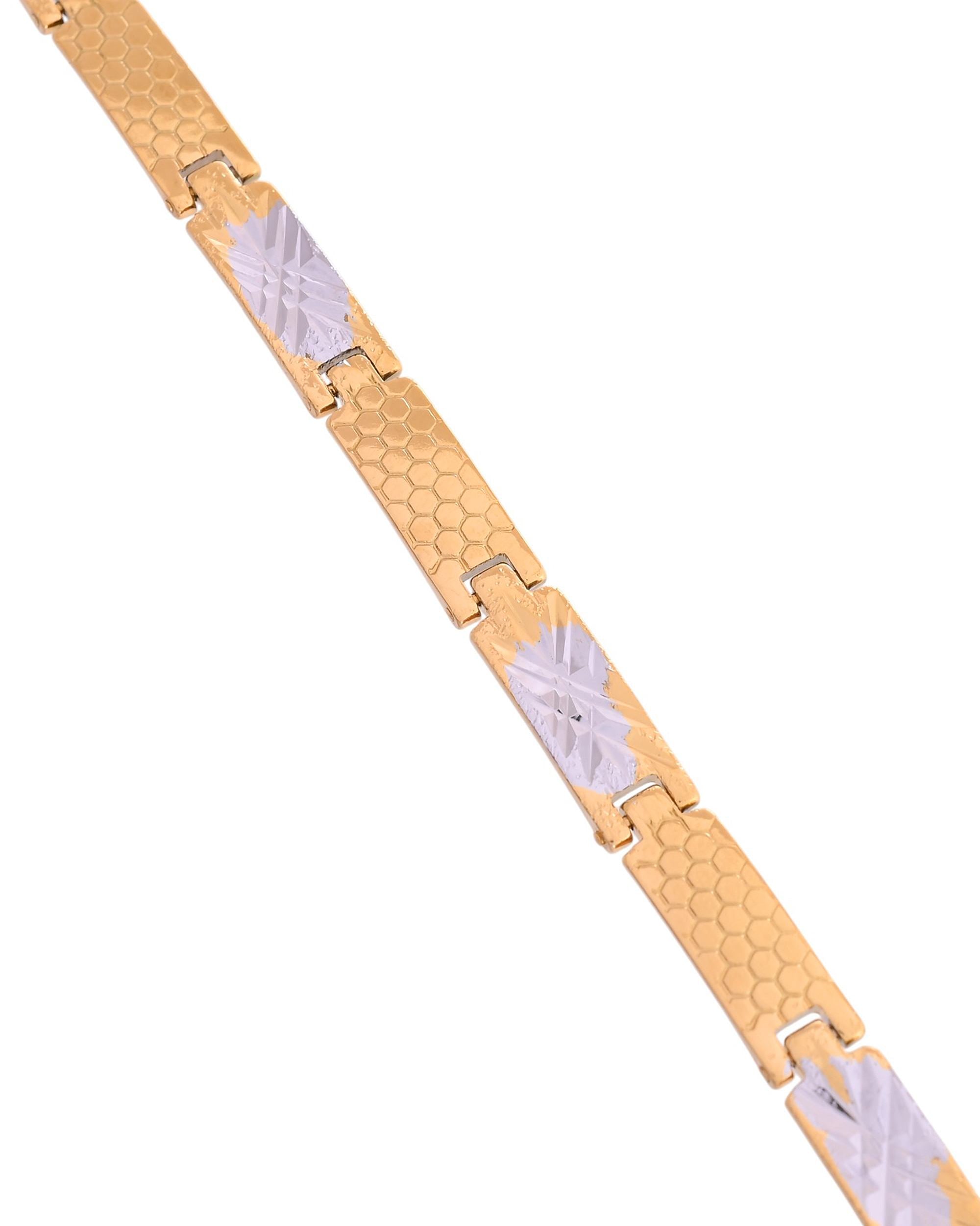 VOJ Dual Toned Alloy Textural Bracelet For Men