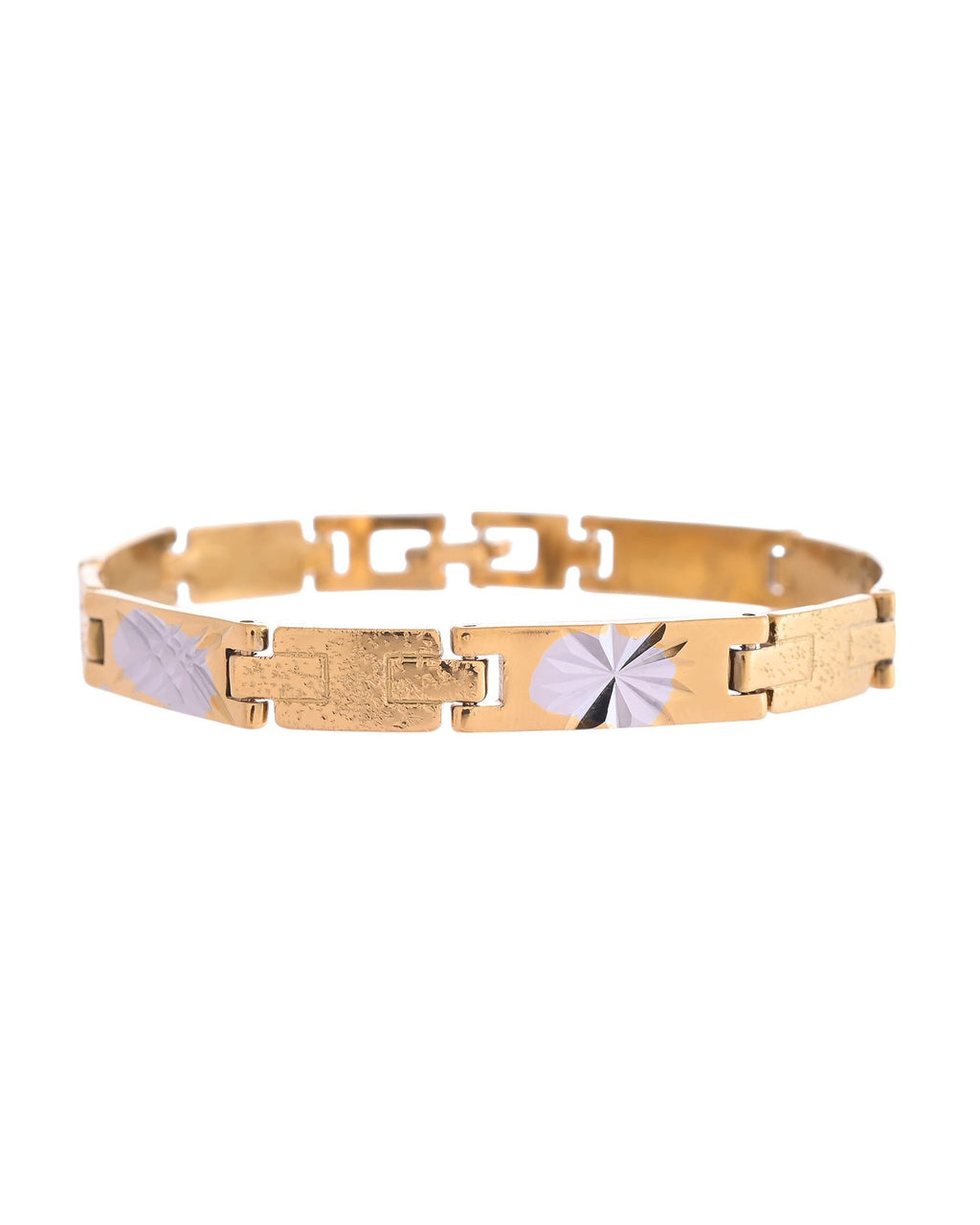 VOJ Gold And Silver Toned Stainless Steel Textural Designer Bracelet For Men