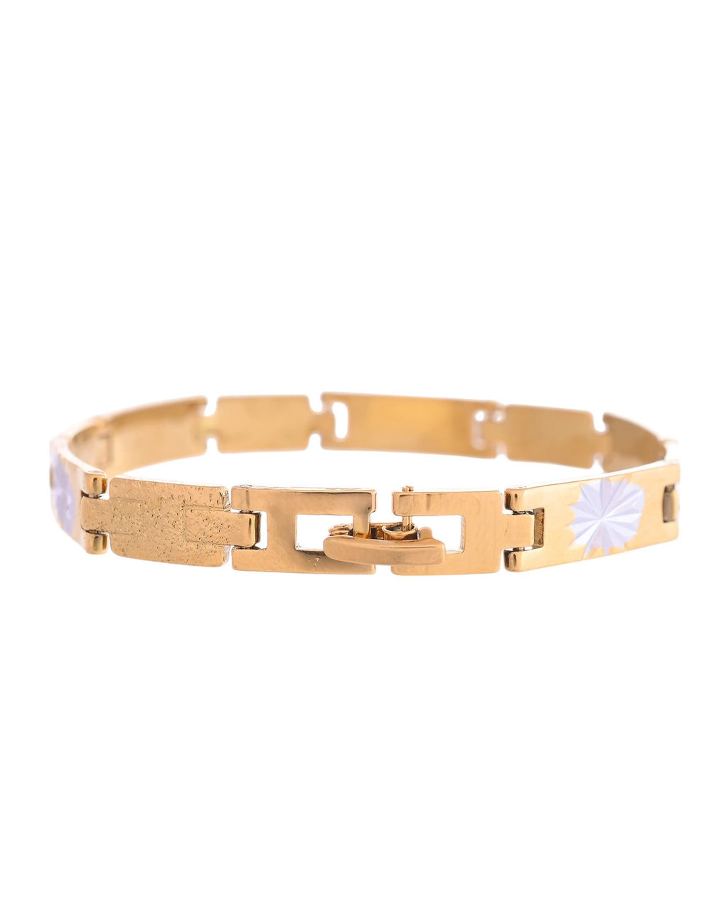 VOJ Gold And Silver Toned Stainless Steel Textural Designer Bracelet For Men