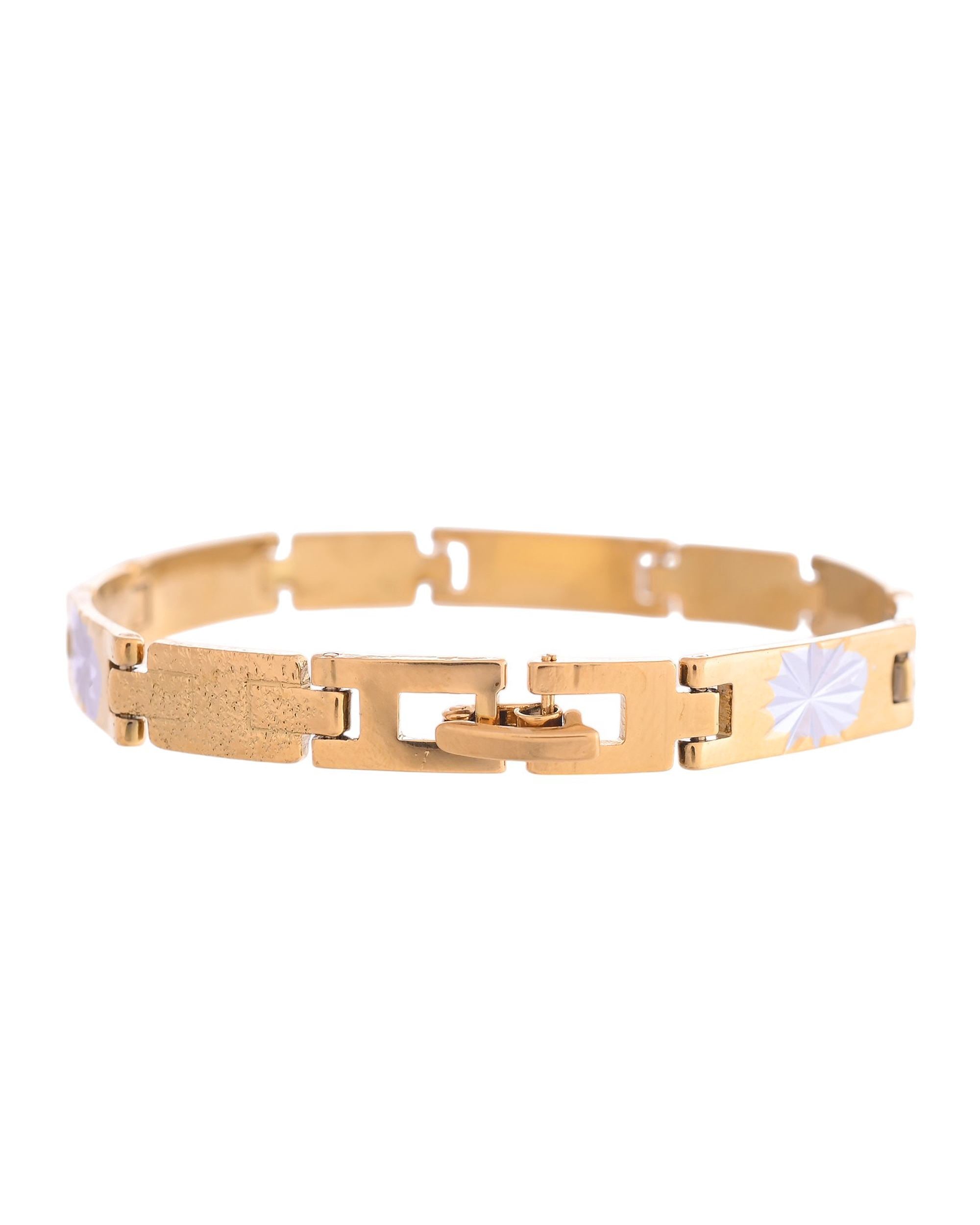 VOJ Gold And Silver Toned Stainless Steel Textural Designer Bracelet For Men