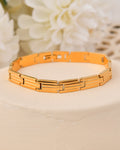VOJ Gold Polished Linked Designed Bracelet For Men's