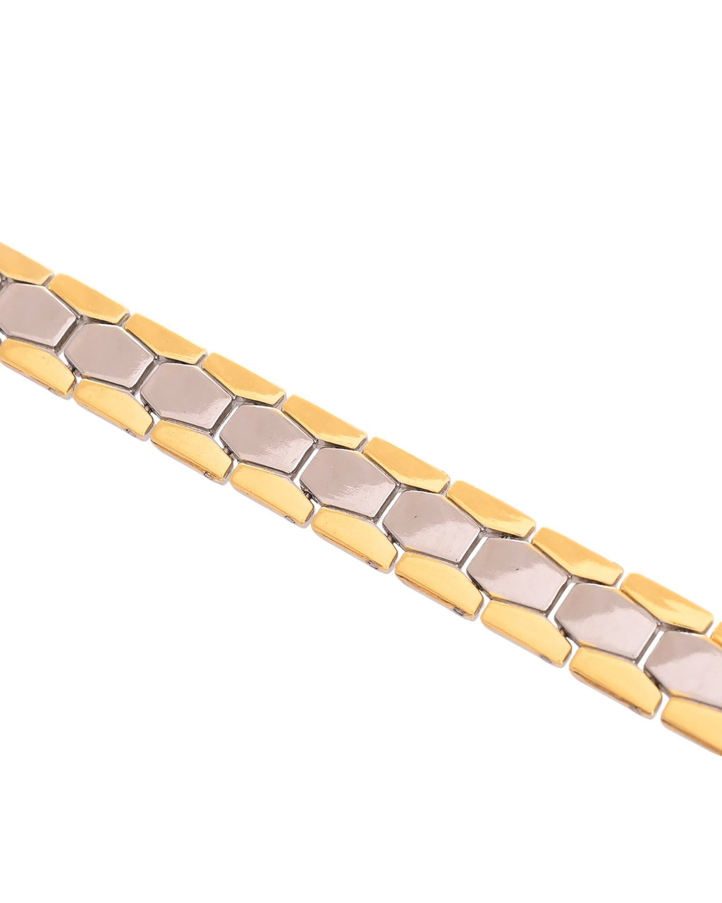 VOJ Silver And Gold Polished Minimal Geometrical Shaped Men's Bracelet