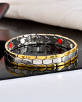 VOJ Silver And Gold Polished Minimal Geometrical Shaped Men's Bracelet