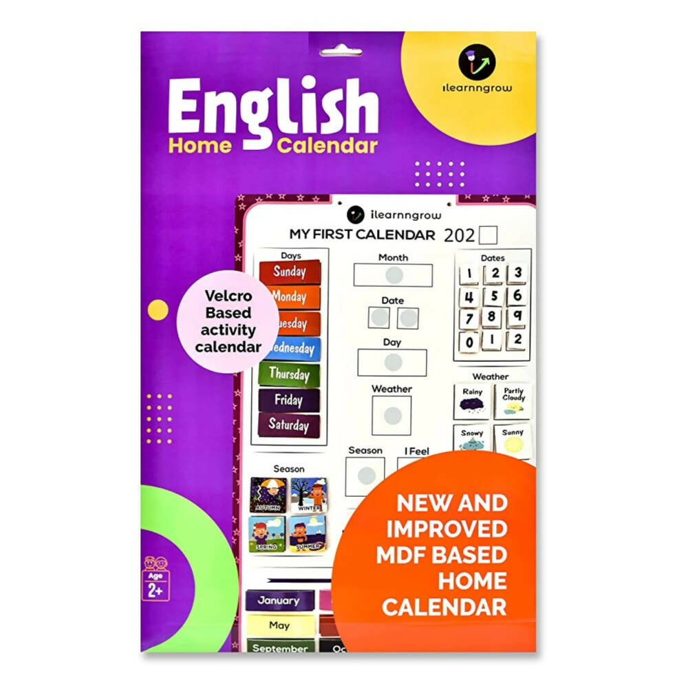iLearnngrow Kids Home Calendar - Day, Date, Month, Weather, Season Learning Made by MDF Board (English) for 2-6 Year Kids