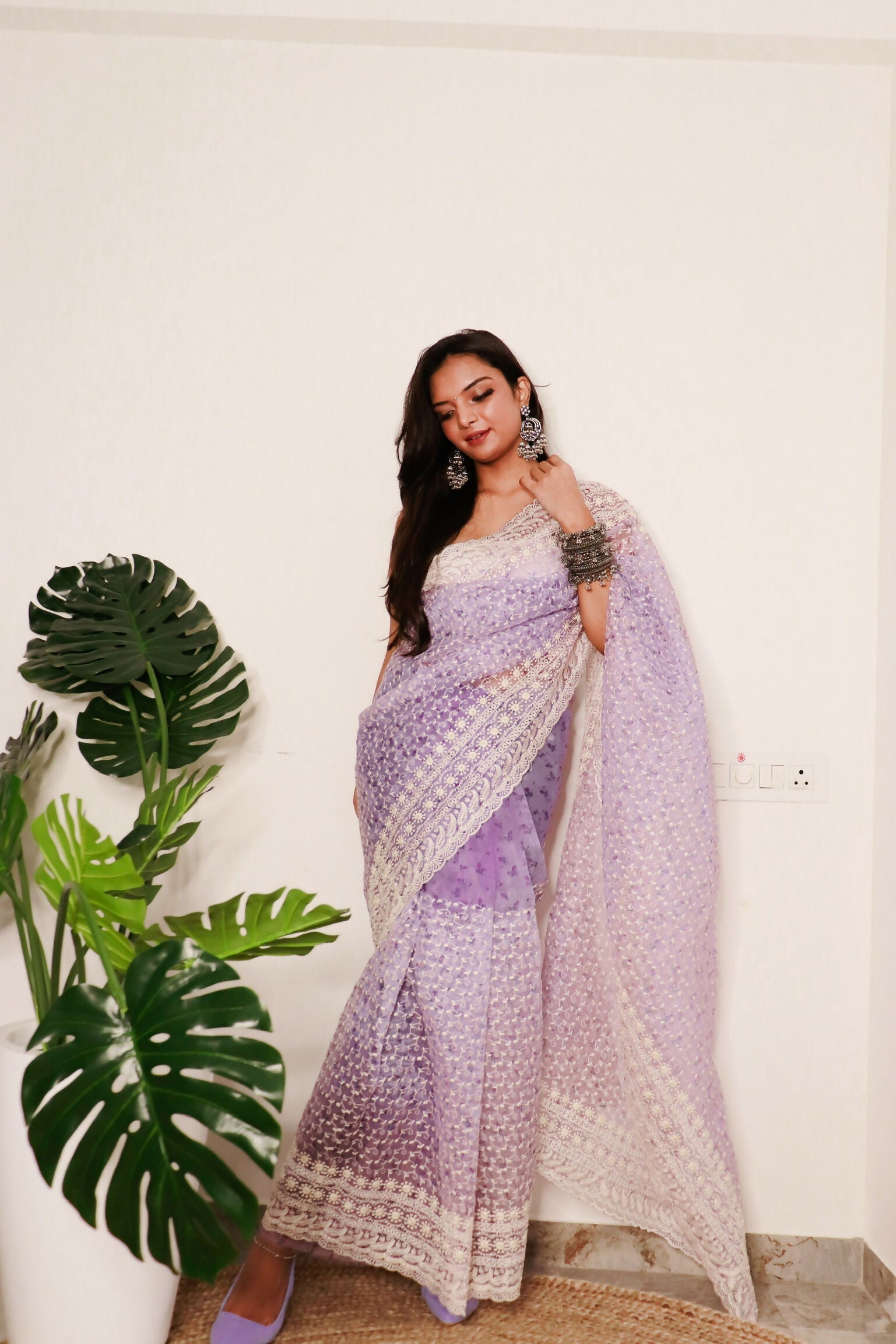 Vamsee Divya Lavender Organza Saree