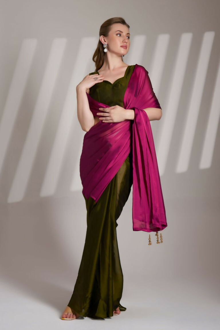 Pink Satin Rangoli Solid Fancy Designer Saree - Nafisa