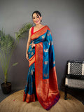 Joban Fashion Pink Peacock Banarasi Silk Sarees