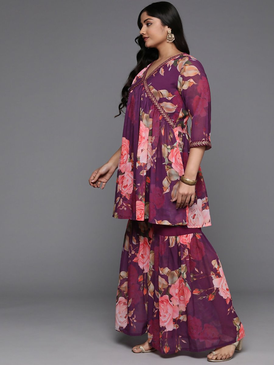 Ahalyaa Women's Traditional Wear Co-ords - Purple