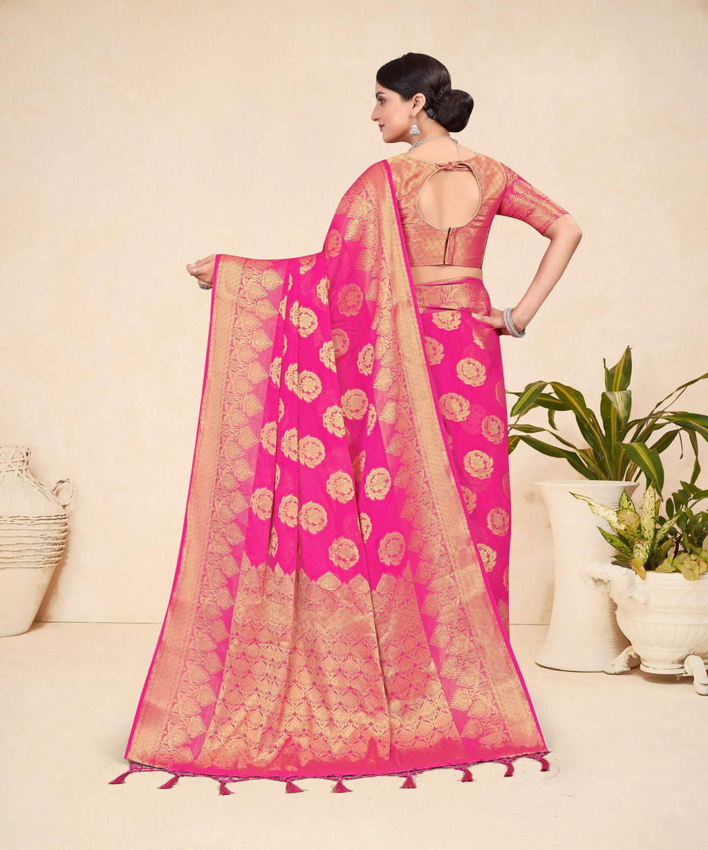 Pink Viscose Weaving Designer Saree - Vandini