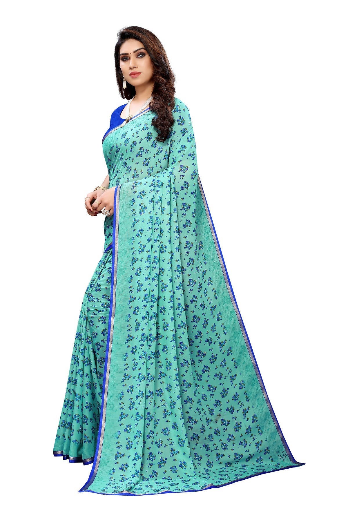 Vamika Ethnic Fire Rama Printed With Lace Saree