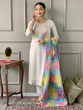 Teeya Creation Chiku Colour Viscose Simar Embroidery Work Fully Stitched Kurti Set
