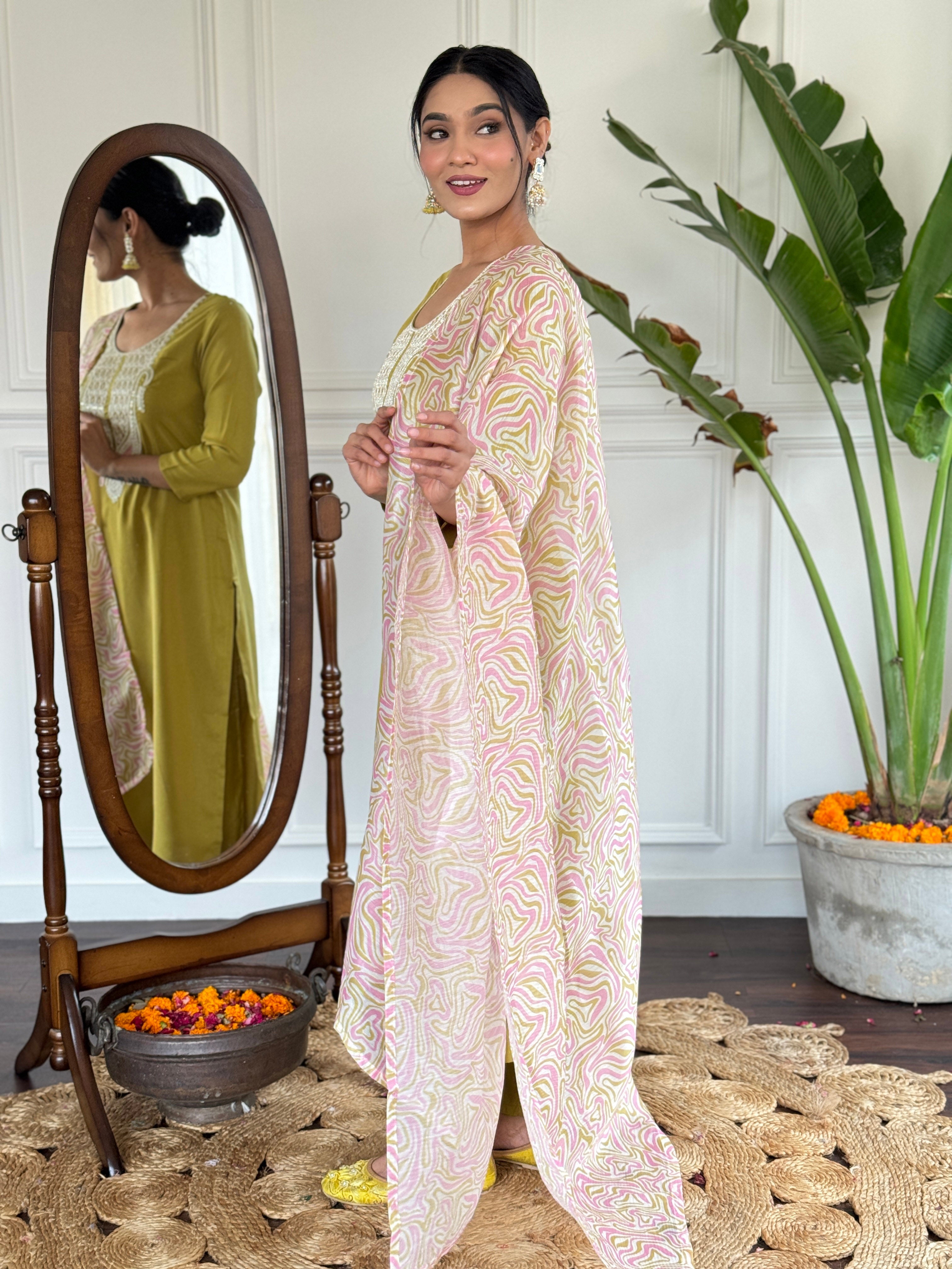 Teeya Creation Liril Colour Viscose Slub Embroidery Work Fully Stitched Kurti Set