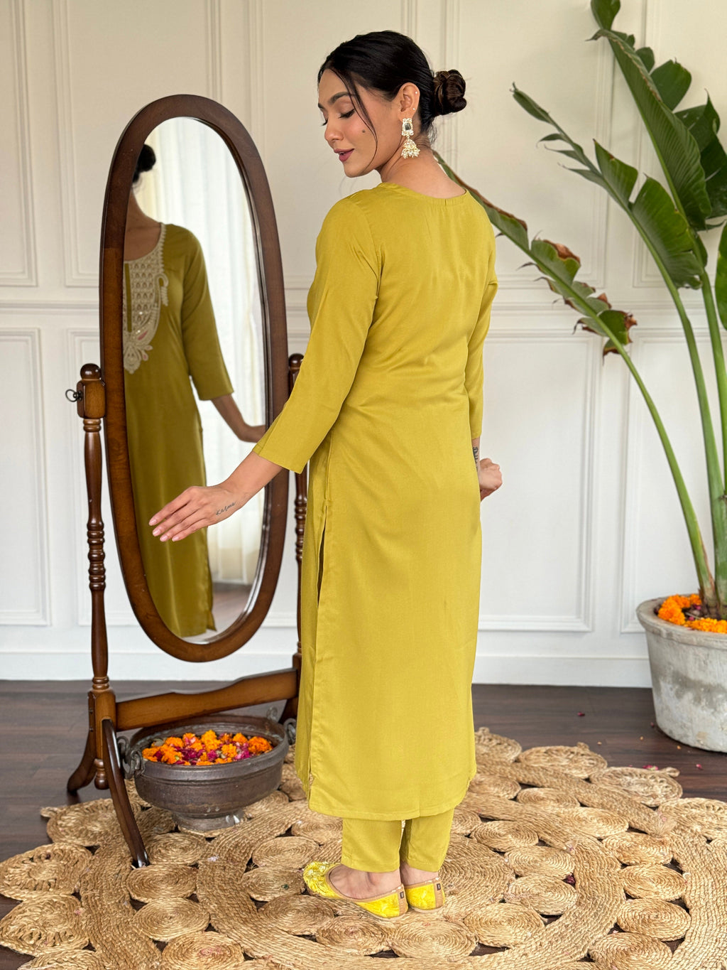 Teeya Creation Liril Colour Viscose Slub Embroidery Work Fully Stitched Kurti Set