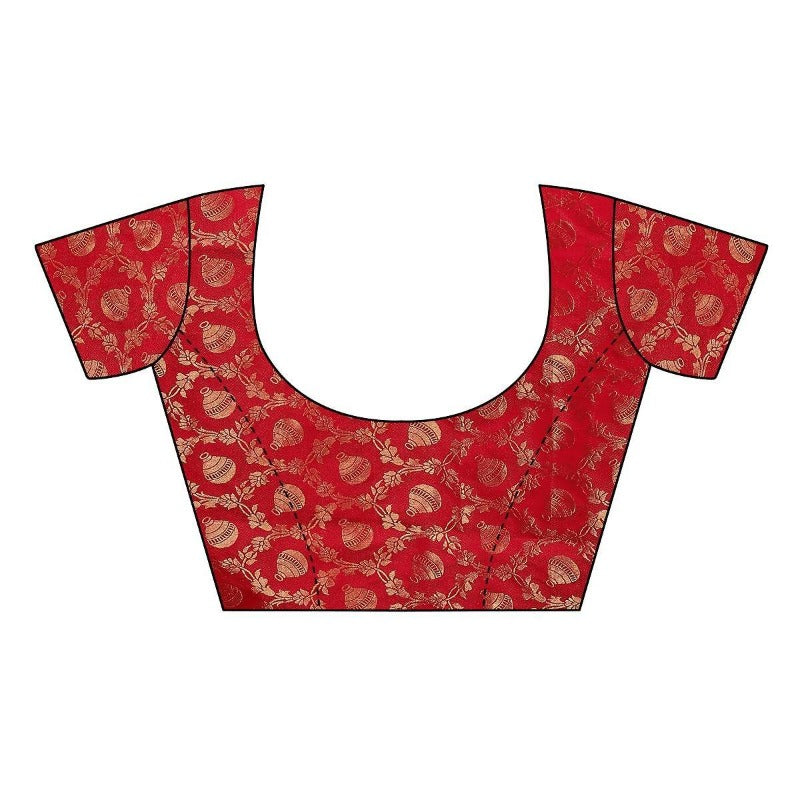 Vamika Golden Satin Designer Saree (GOLD DUST Red)