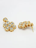 NVR Women's Gold-Polished Kundan 2 Layered Handcrafted Jewellery Sets With Drop Earrings