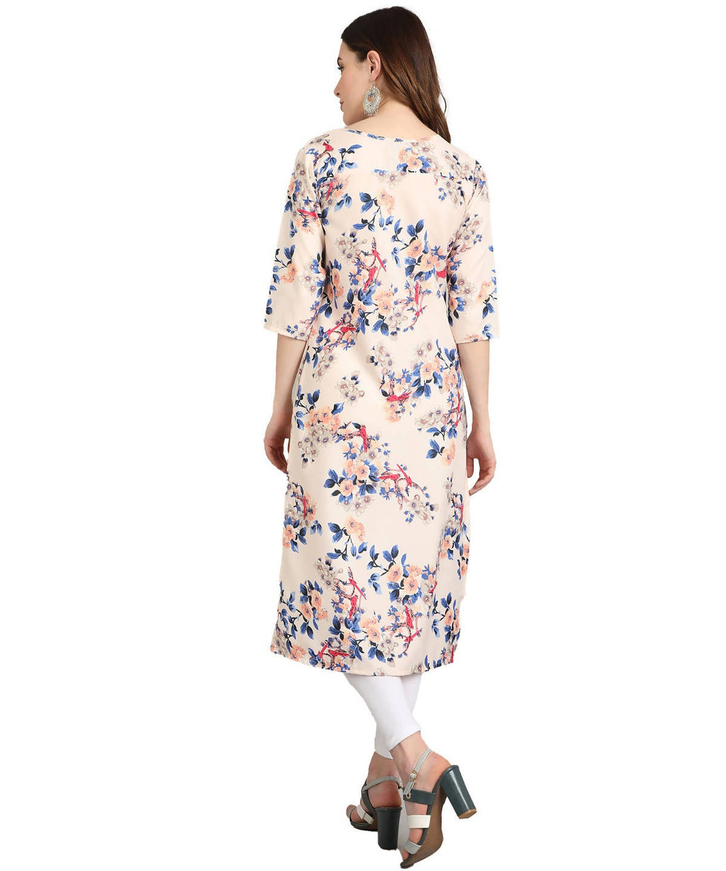 Vamika Cream French Crepe Printed Party Wear/Casual Wear Kurti (K1057 M)