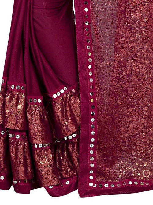 Vamika Red Lycra Designer Saree
