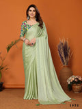 Partywear Designer Pista Polyester Zari Fancy Saree - Starwalk