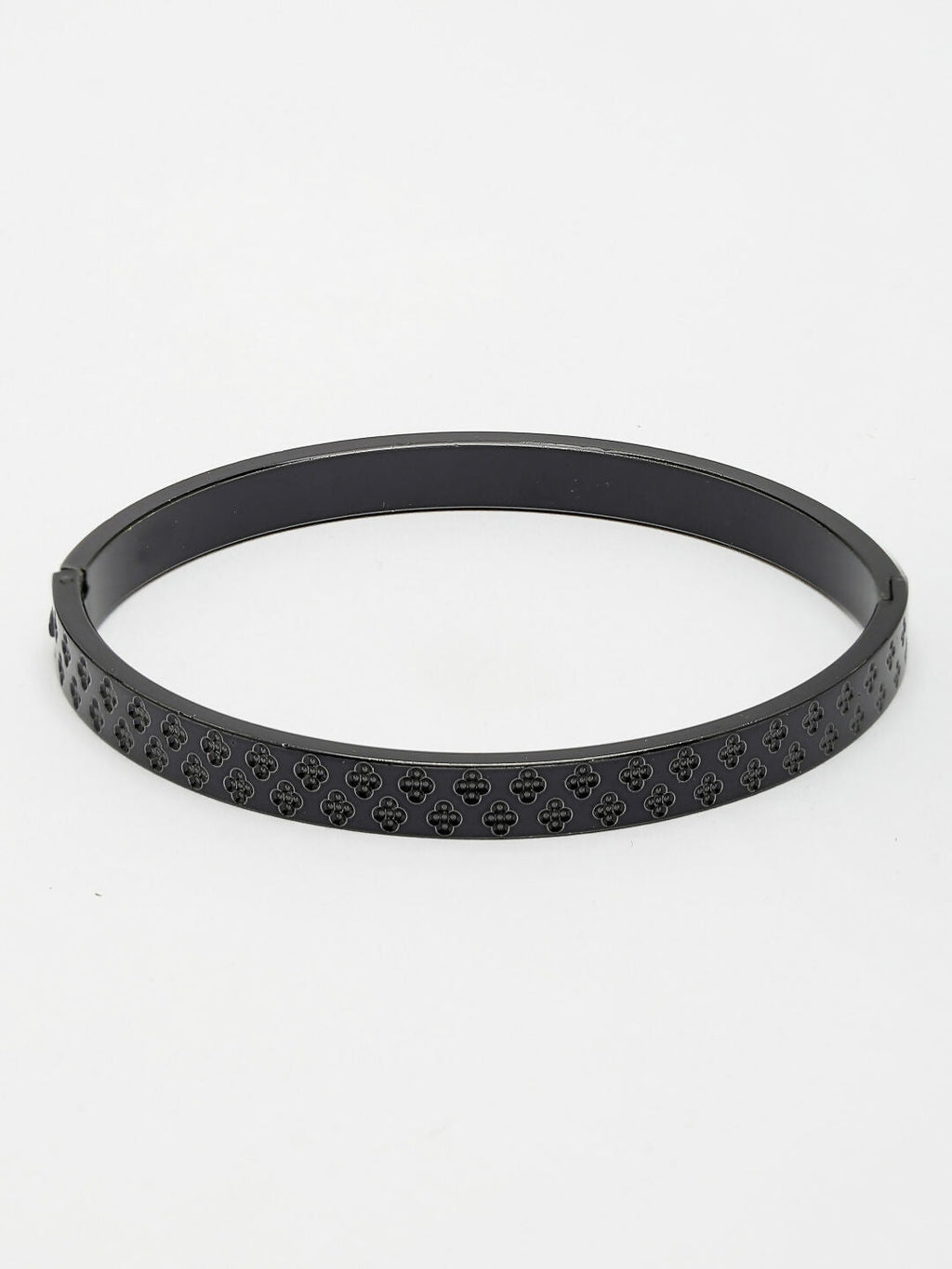 NVR Men's Black Rhodium-Plated Stainless Steel Kada Bracelet