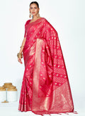 Vellora Rani Pink Premium Zari Weaving Soft Silk Saree