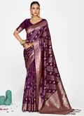 Vellora Royal Purple Traditional Soft Silk Zari Weaving Saree