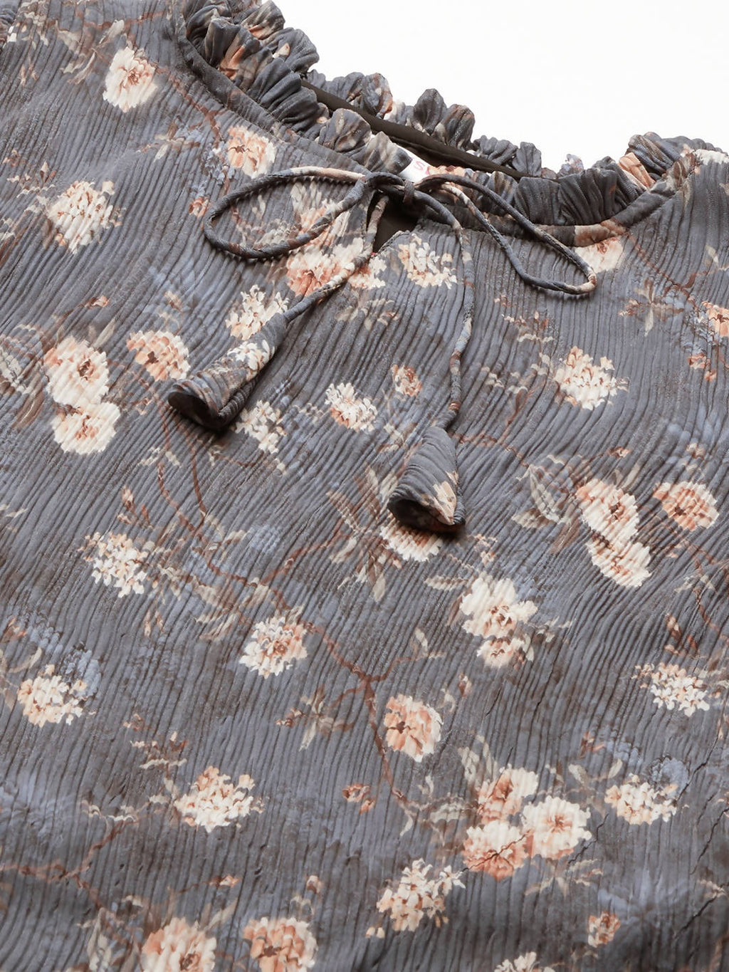 Myshka Grey Printed Half Sleeve Round Neck Top