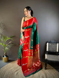 Joban Fashion Red Peacock,Butti Banarasi Silk Sarees