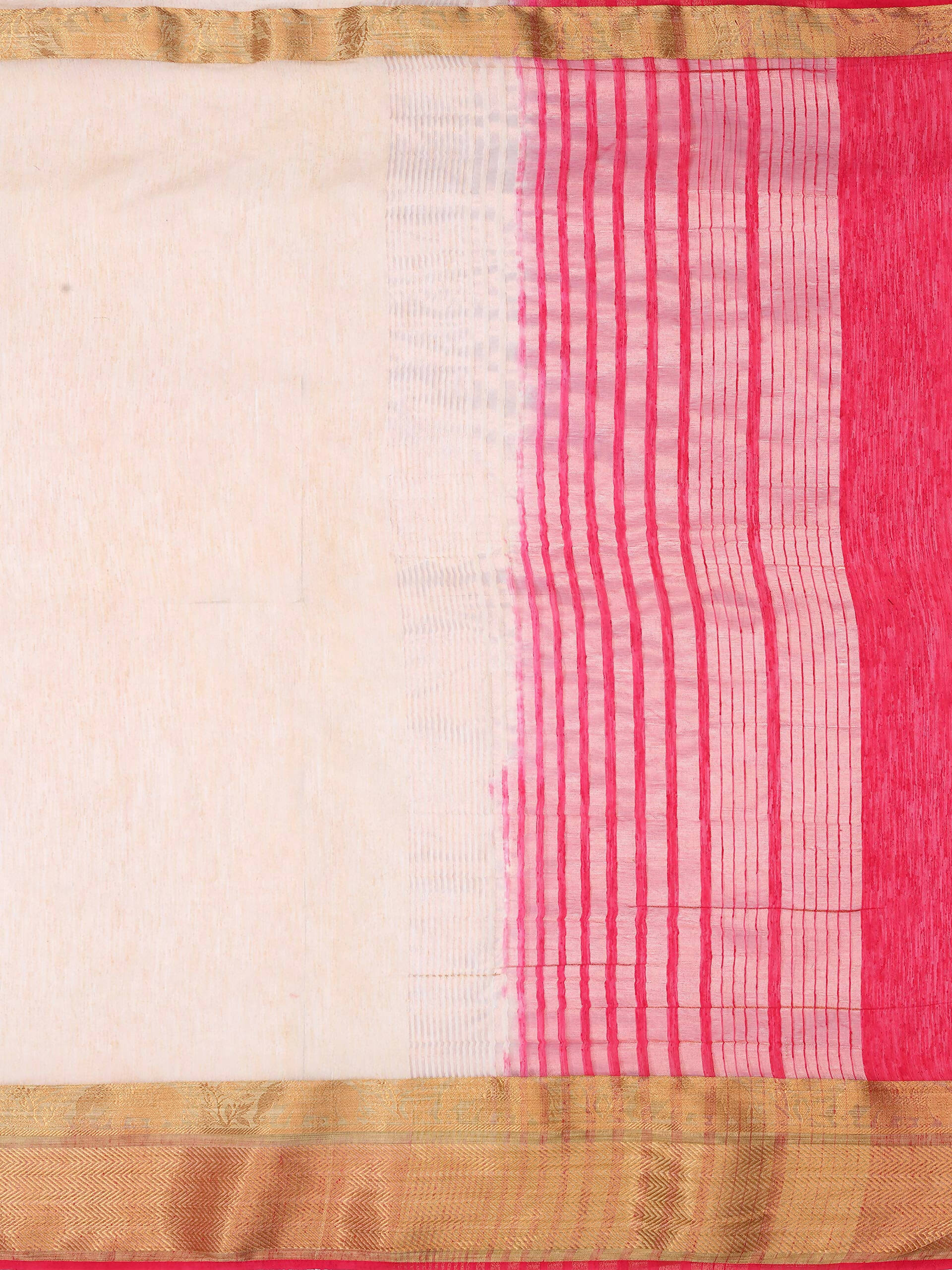 Mimosa Women's Beige Kanchipuram Linen Saree