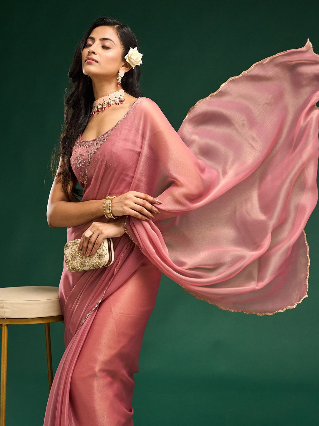 kasee Beads and Stones Saree