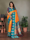 Joban Fashion Banarasi Orange Butti Soft Silk Saree