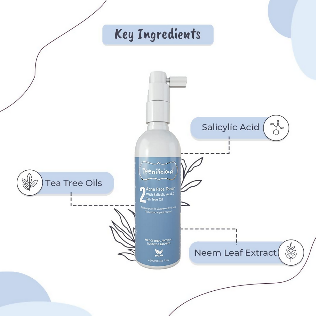 Teenilicious Acne Toner For Face With 0.5% Salicylic Acid & Natural Tea Tree Oil