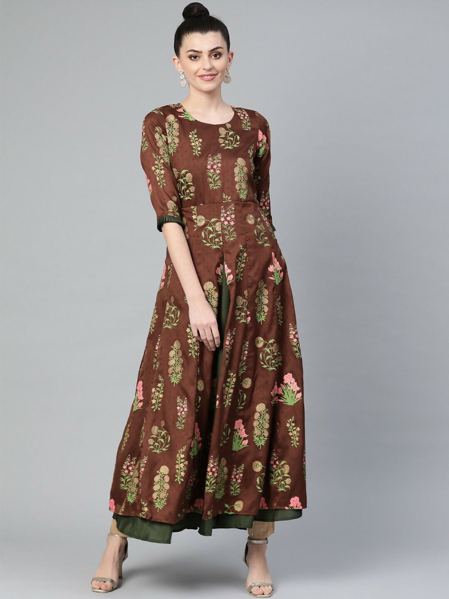 Ahalyaa Women's Traditional wear Kurta - Brown