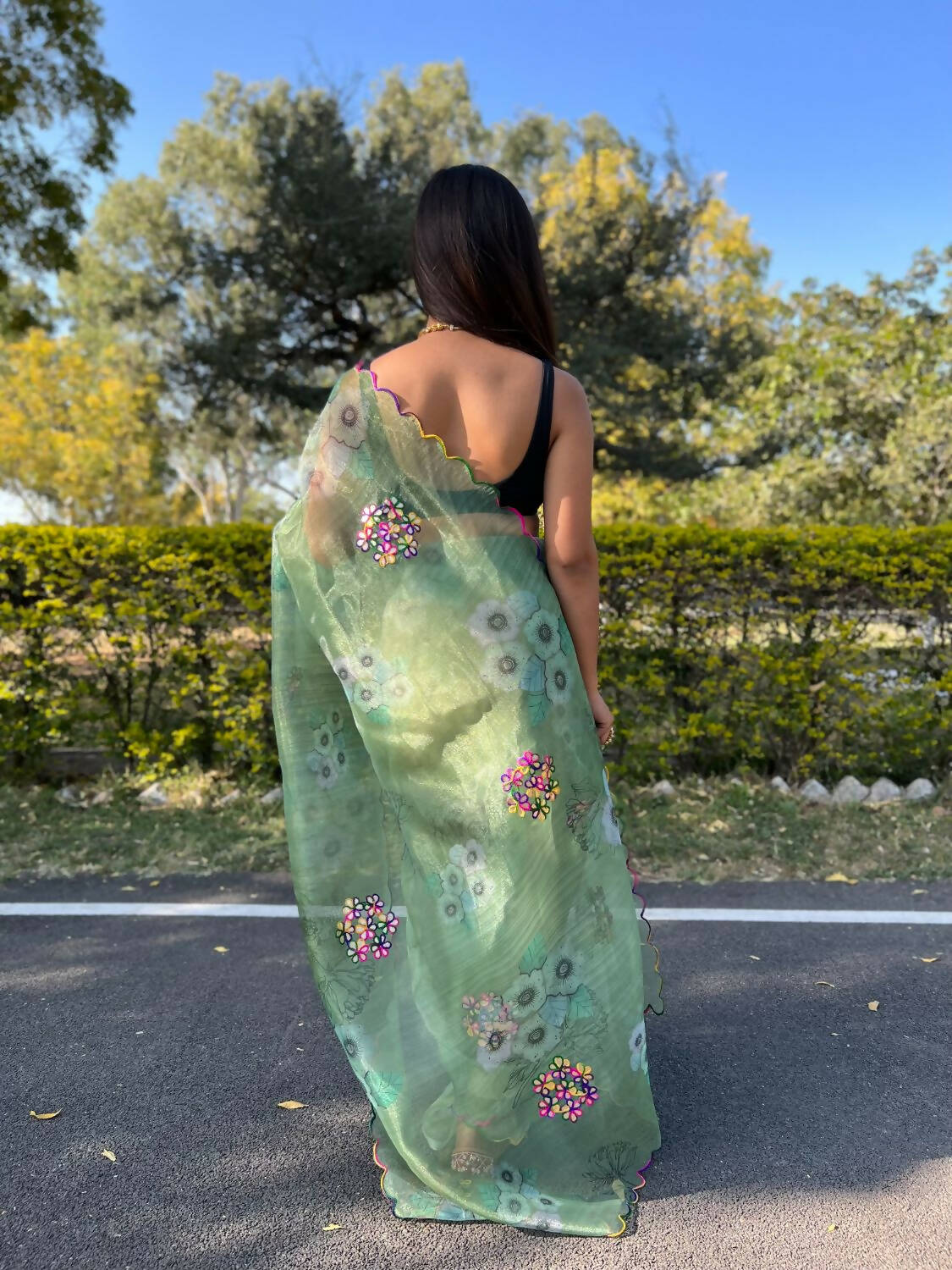Vamsee Green Organza Saree