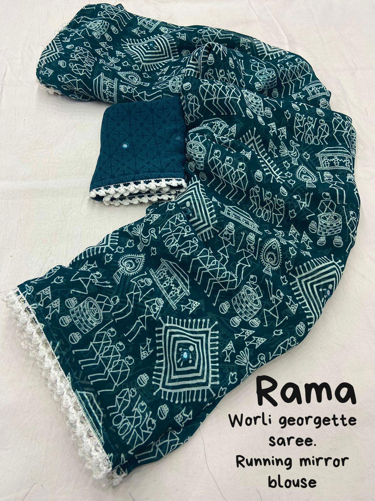 Rama Poly Georgette Ethnic Motifs Saree with Unstitched Blouse - Hiral Fashion