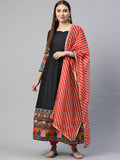Myshka Multicolor Solid 3/4 Sleeve Sweetheart Neck Anarkali Gown With Dupatta