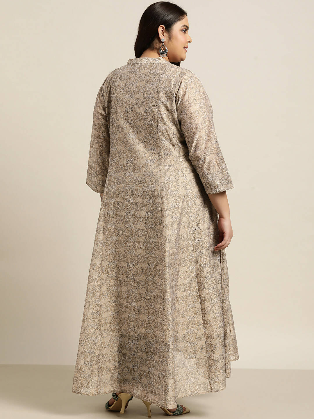 Juniper Women`S Beige Rayon Festive Wear Printed Anarkali Kurta