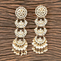 Joban Fashion Women Kundan Pearl Golden White Earrings
