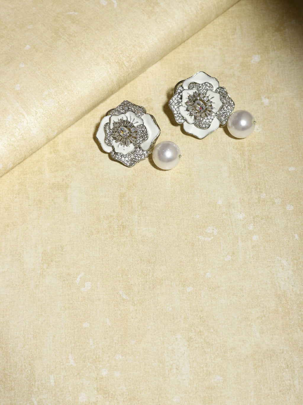 Silver Tone Mother of Pearl Earrings- Ruby Raang