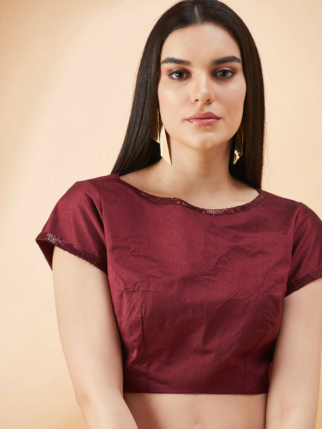 Maroon Lycra Embossed Fancy Velvet, Sequins Embroidery, Frill Details Saree - Norita Hit Design