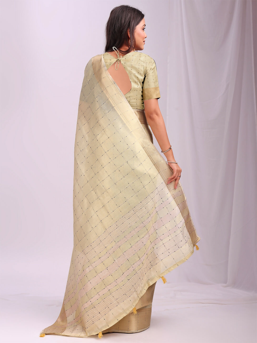 Shree Shyam Fashion Organza Gold Saree