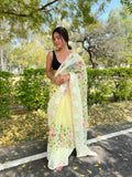 Vamsee Foolwarii Yellow Organza Saree