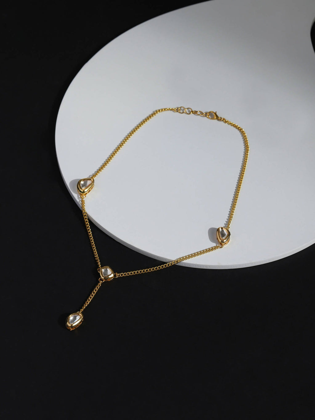 Gold-Toned White Brass Gold-Polished Necklace - Ruby Raang