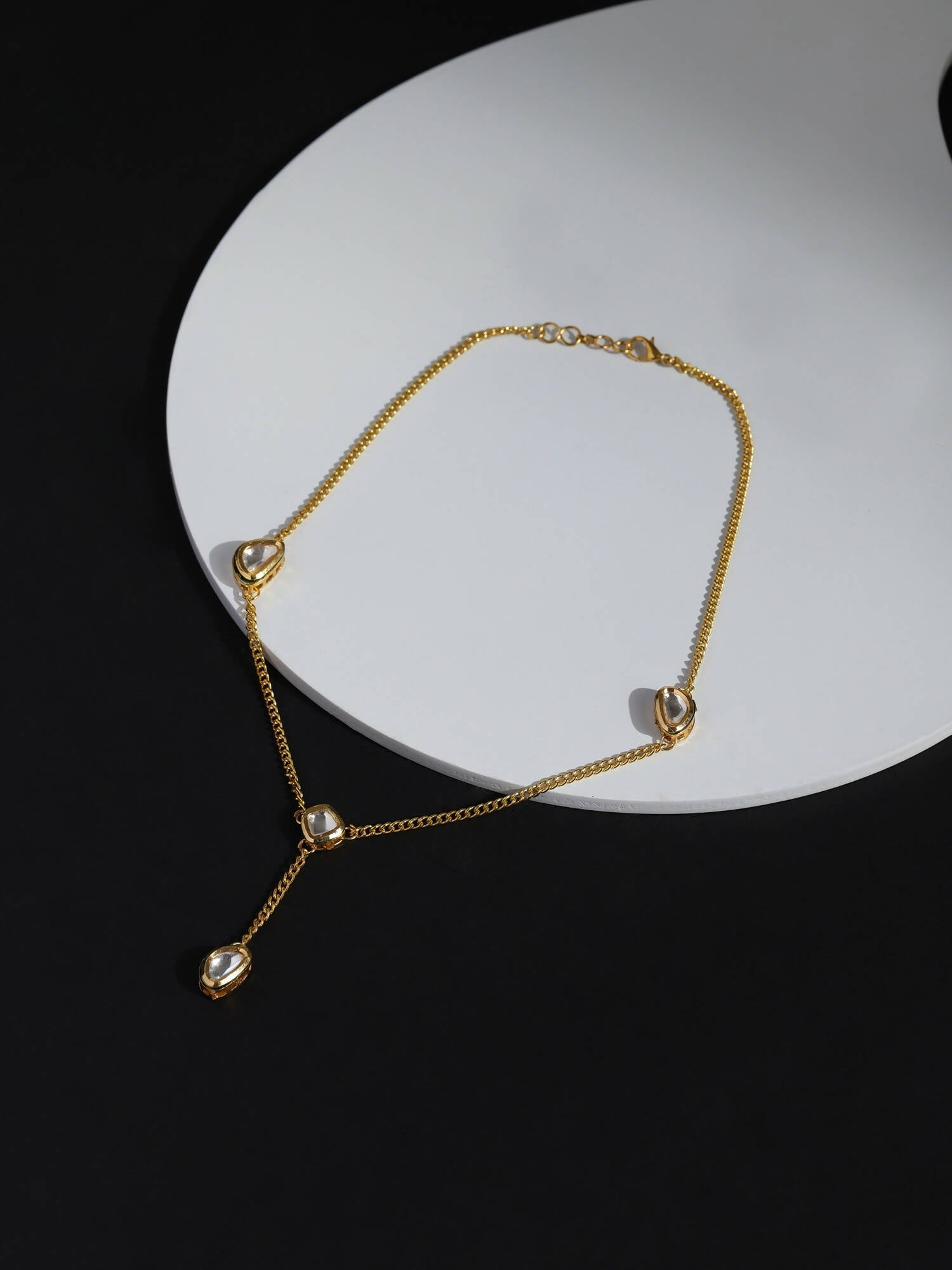 Gold-Toned White Brass Gold-Polished Necklace - Ruby Raang