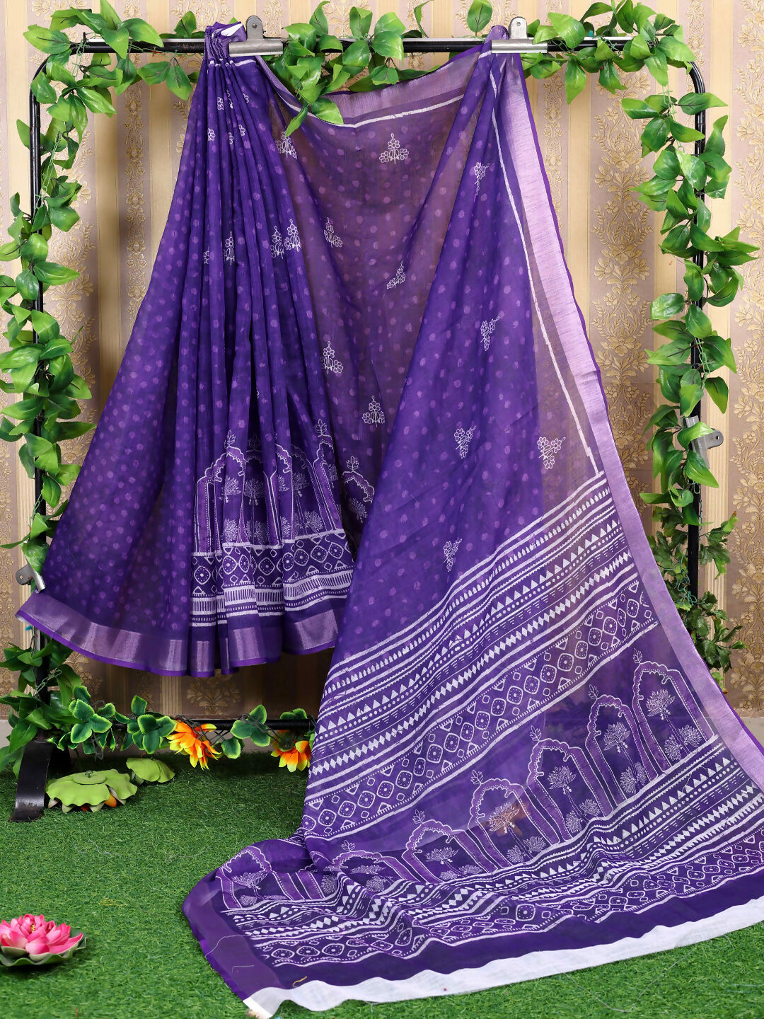 Shree Shyam Fashion Cotton Violet Saree
