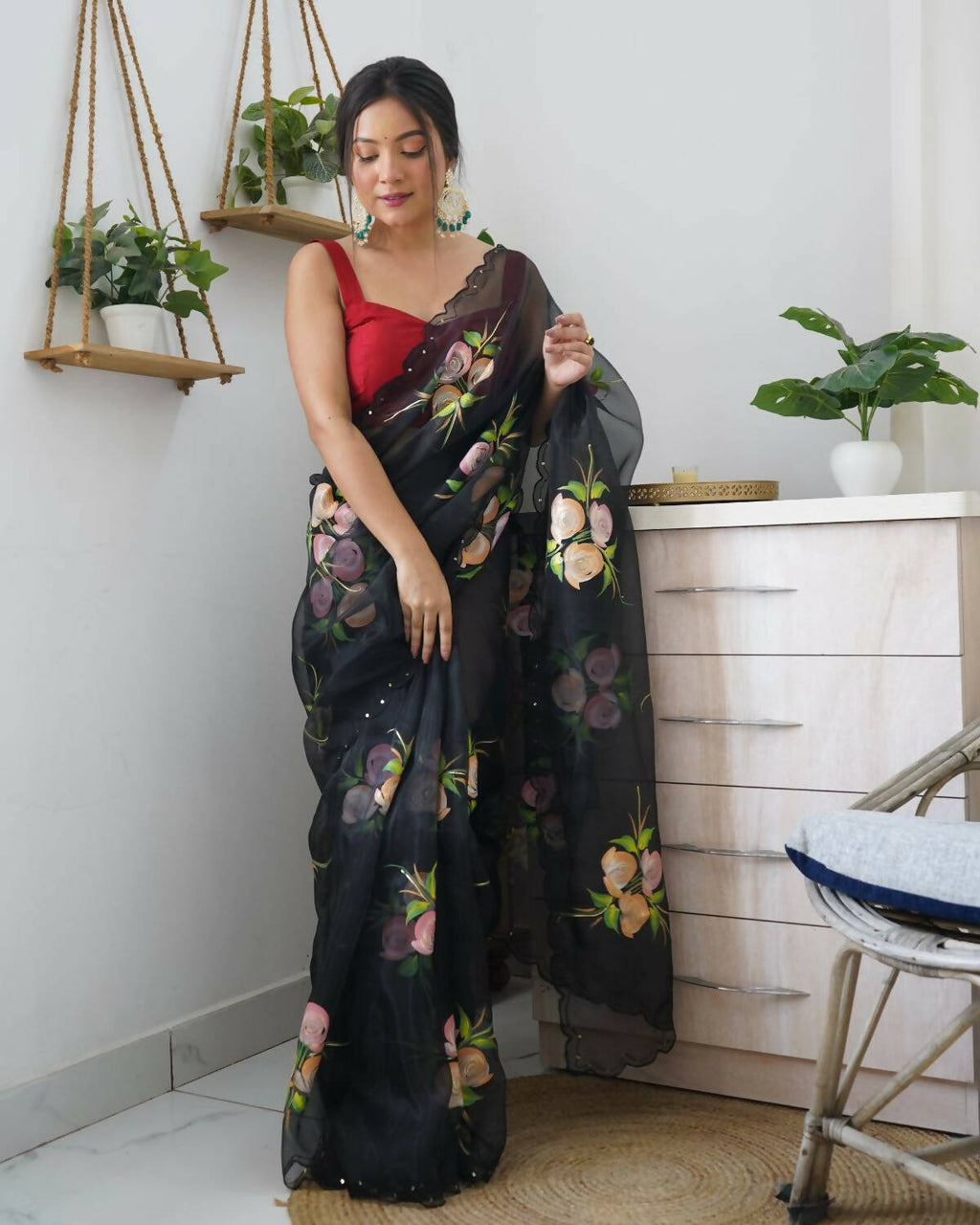 Vamsee Black Organza Saree
