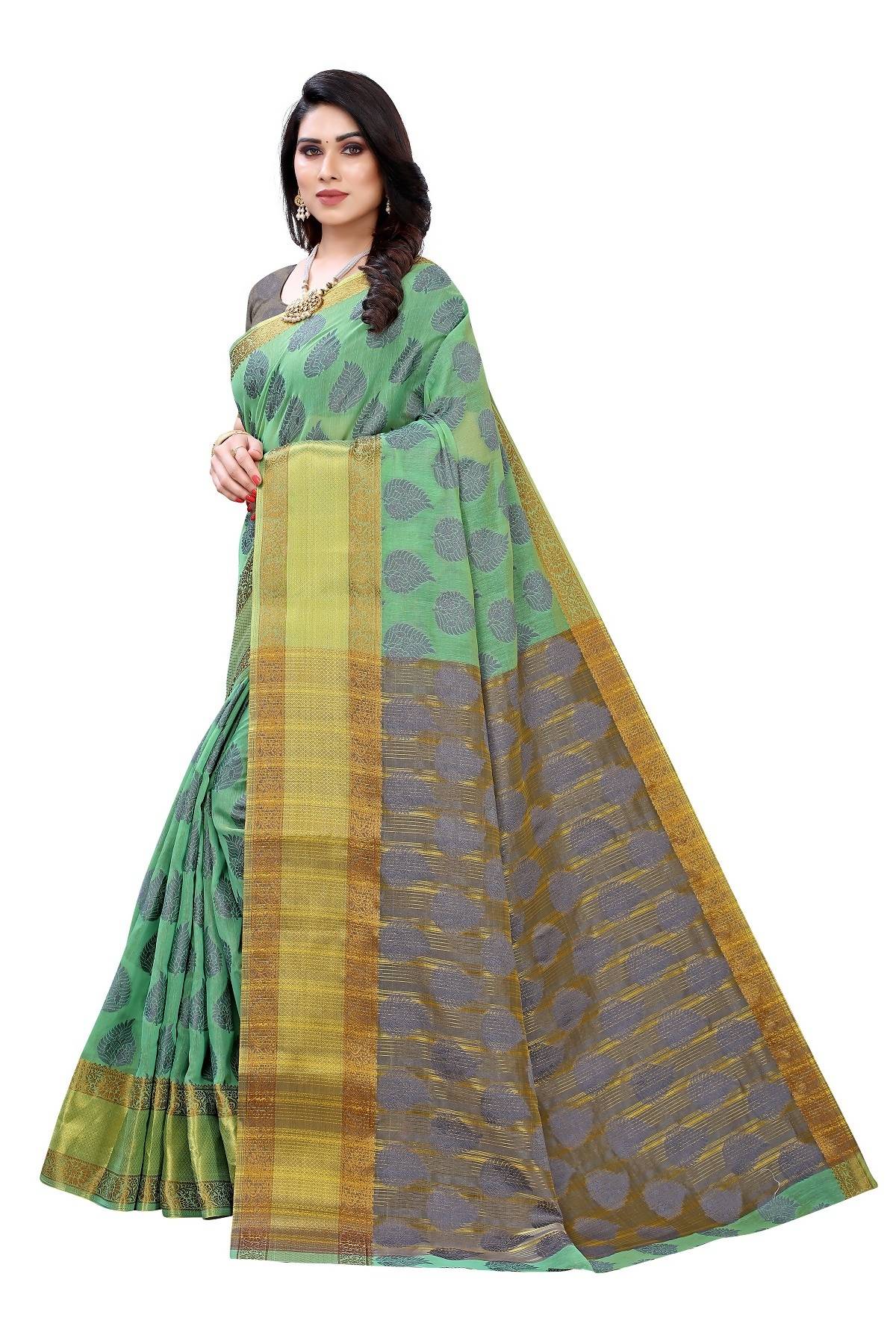 Vamika Green Jari Work Cotton Silk Saree (RIDHIMA GREEN)